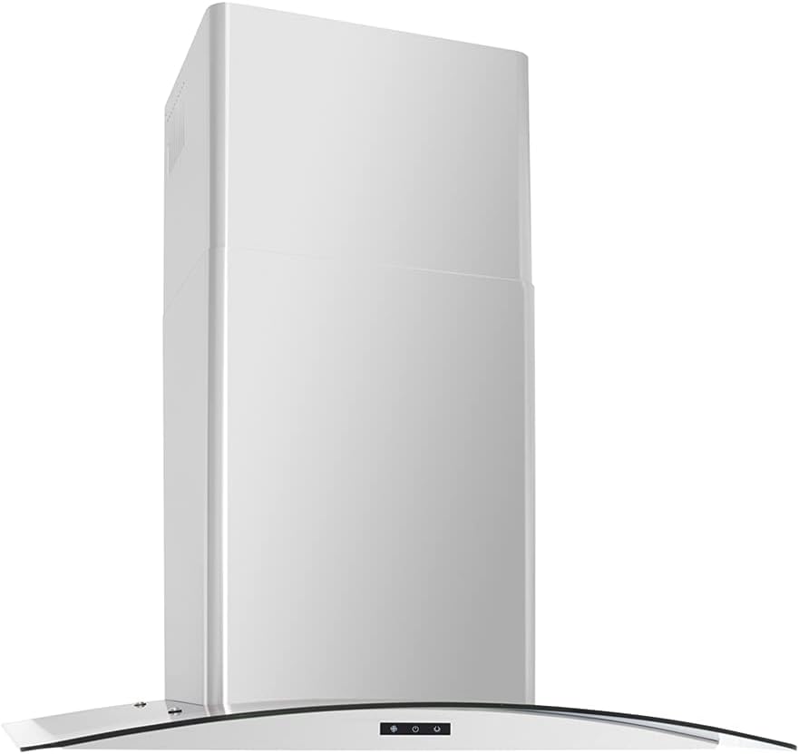 Pacific Economy Wall-mount Range Hood with Glass Chimney, Euro Design, 750 CFM, 3-speed, delay-off feature, Touch Control (30'')