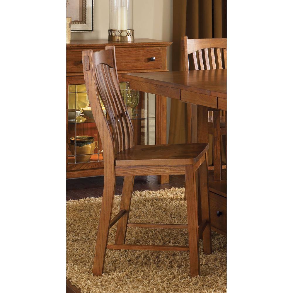 2 A-America Laurelhurst Mission Oak Slatback Counter Chairs