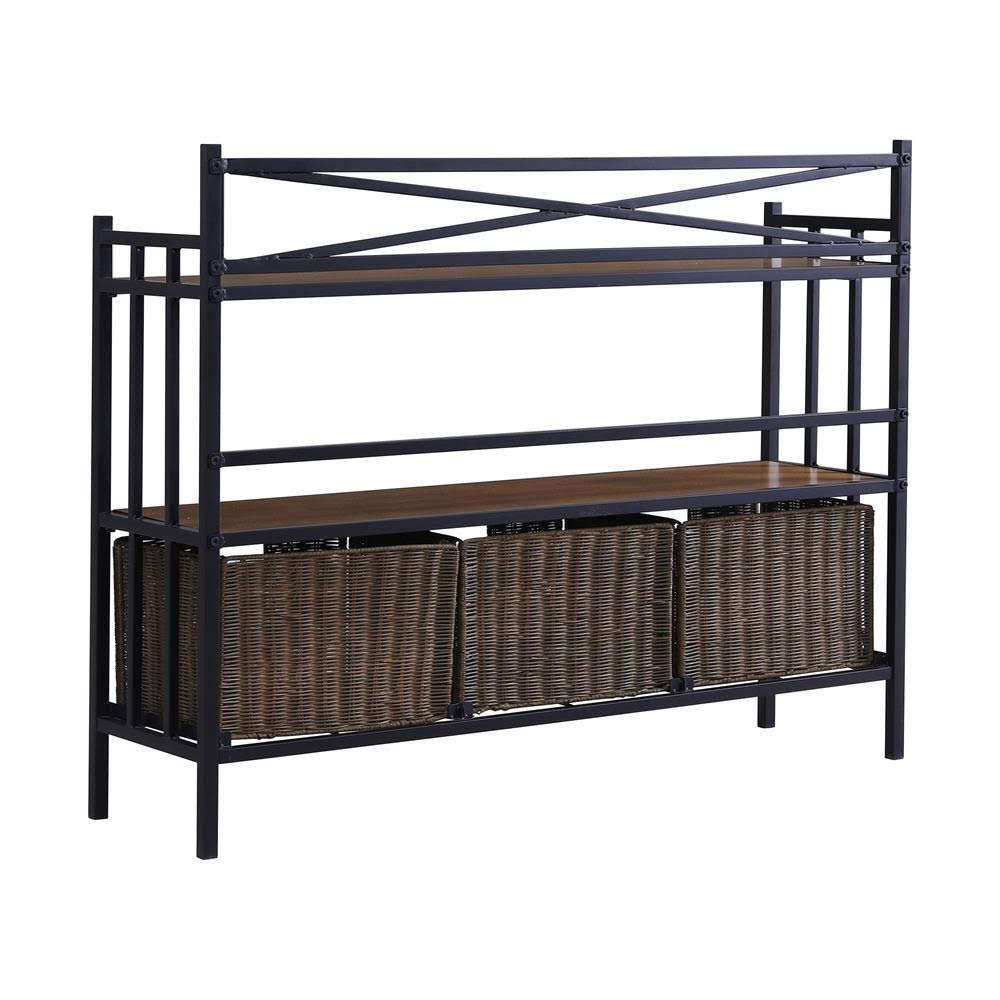 Boston Loft Furnishings Dark Distressed Pine Metal Bakers Rack in Brown | ATG5071