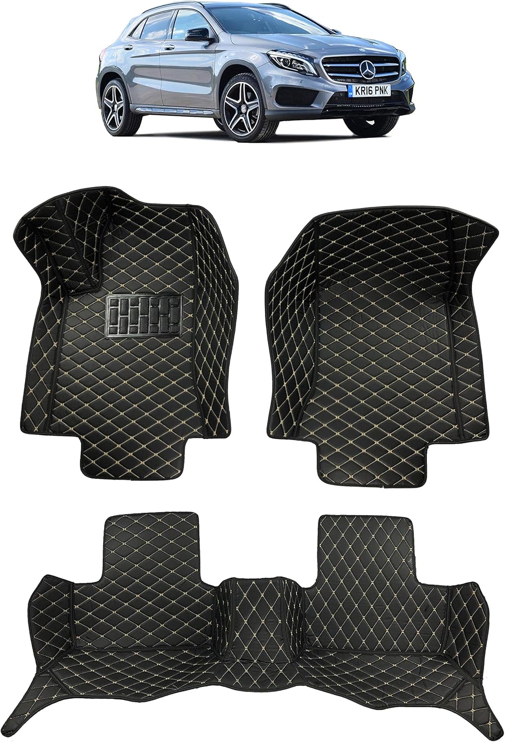 Custom Fit [Made in USA] All Weather Heavy Duty Full Coverage Floor Mat Floor Protection [Front and Rear] for 2015 2016 2017 2018 2019 2020 Mercedes Benz GLA Class GLA250 - Black Single Layer