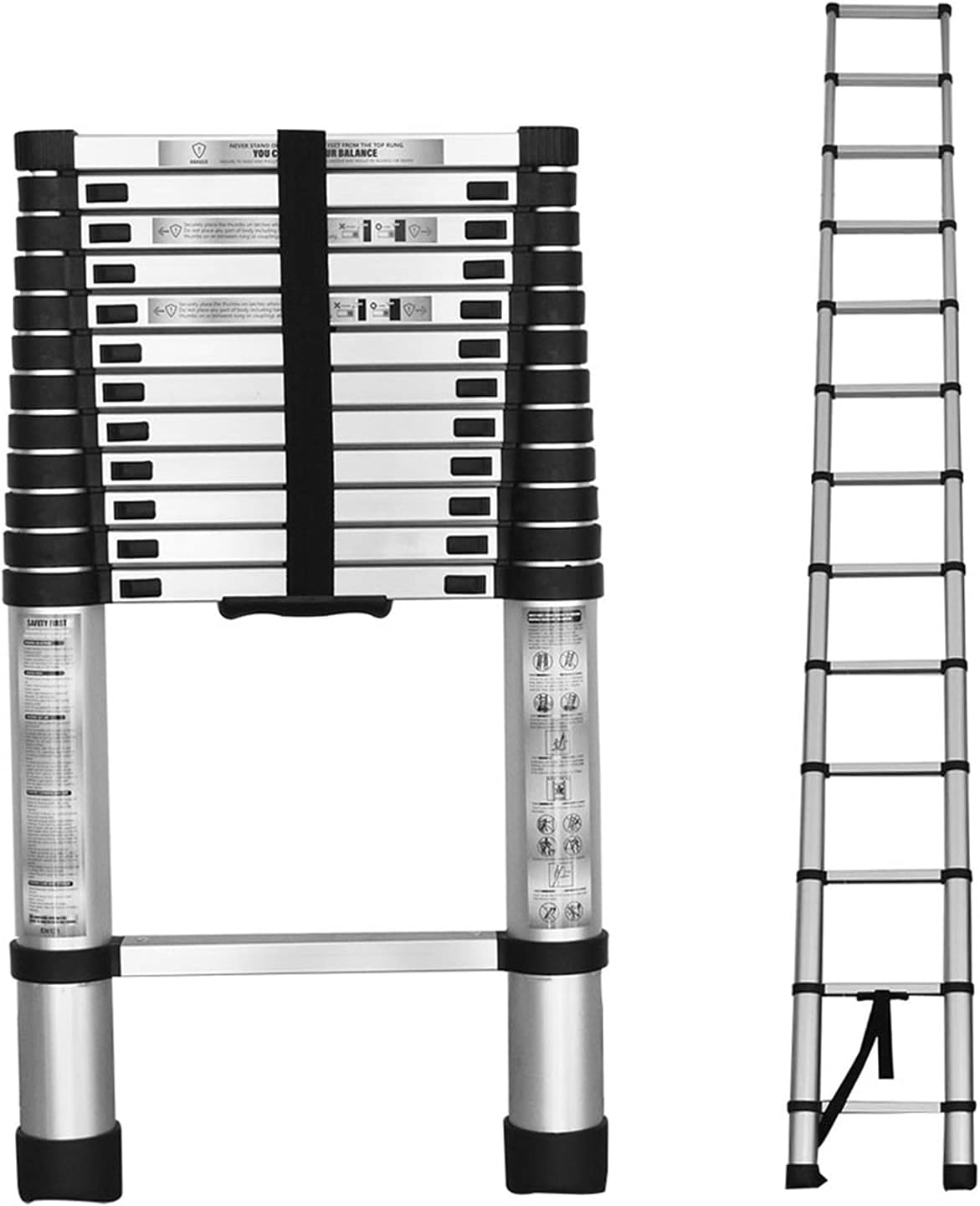mitoharet 14.5FT Telescoping Ladder, Lightweight Collapsible Ladders, Aluminum Retractable Ladder, Single-Sided Ladder Telescopic Compact Ladders for Home,330LB Capacity