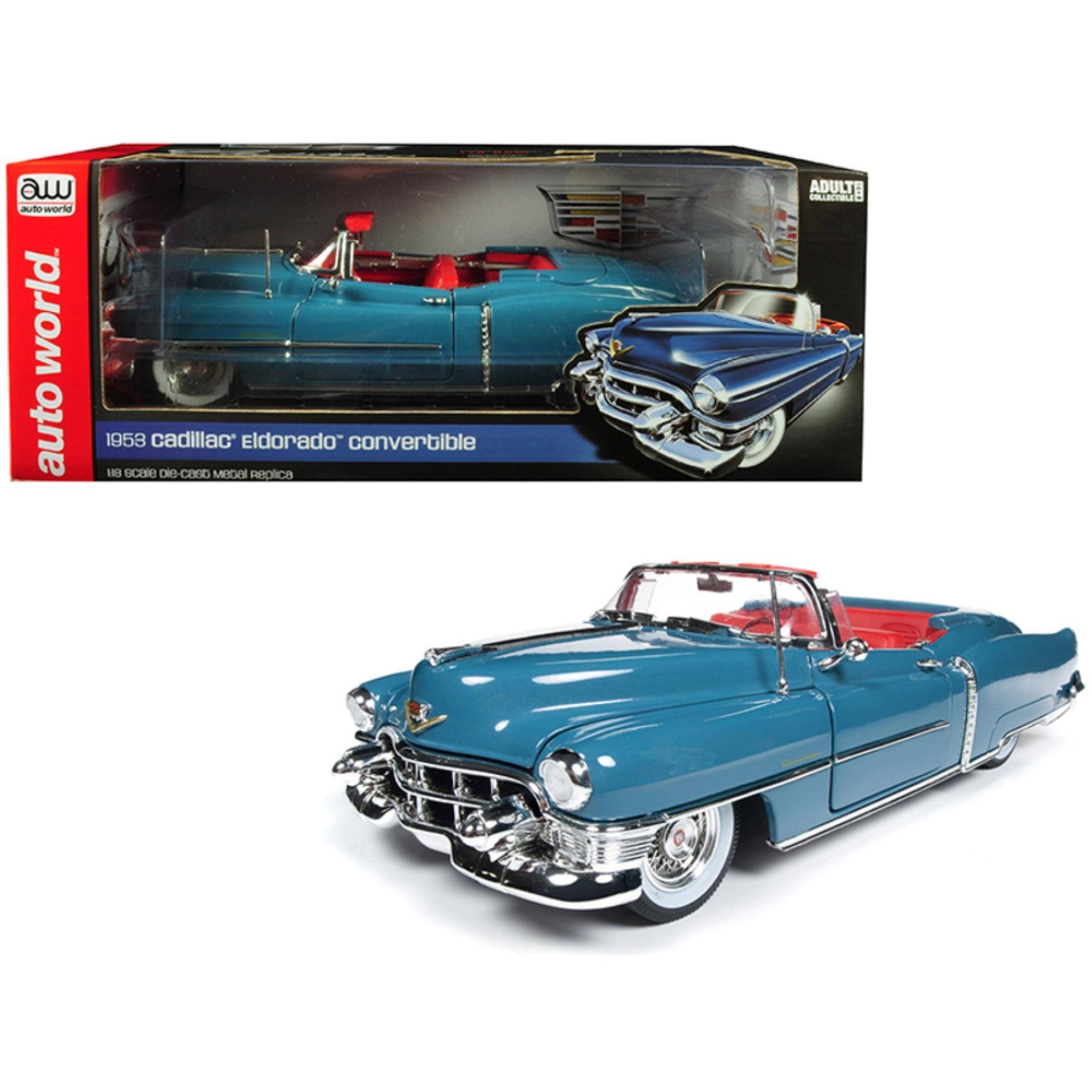 1953 Cadillac Eldorado Convertible Tunis Blue Limited Edition to 1,002 Pieces Worldwide 1/18 Diecast Model Car by Autoworld AW25
