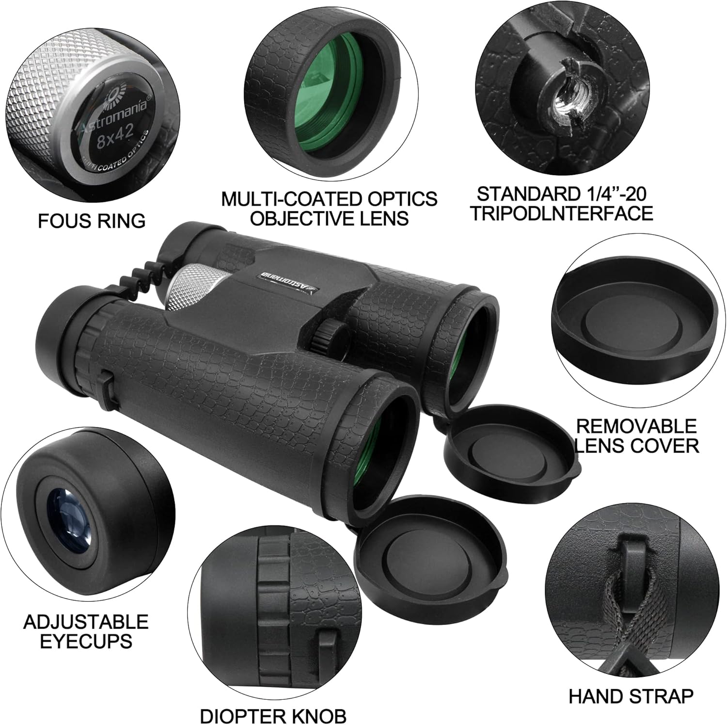 Astromania 8x42 Compact Binoculars -BK7 Prism -Gifts for Adults and Kids, for Bird Watching, Hunting and Sport Games, Concerts and Theater