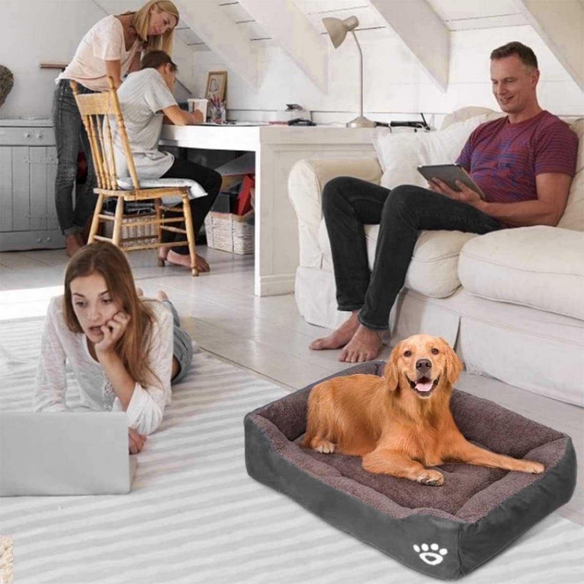 Dog Beds for Medium Dogs , Washable Pet Sofa Bed Firm Breathable Soft Couch for Small Puppies Cats Sleeping Beds, black