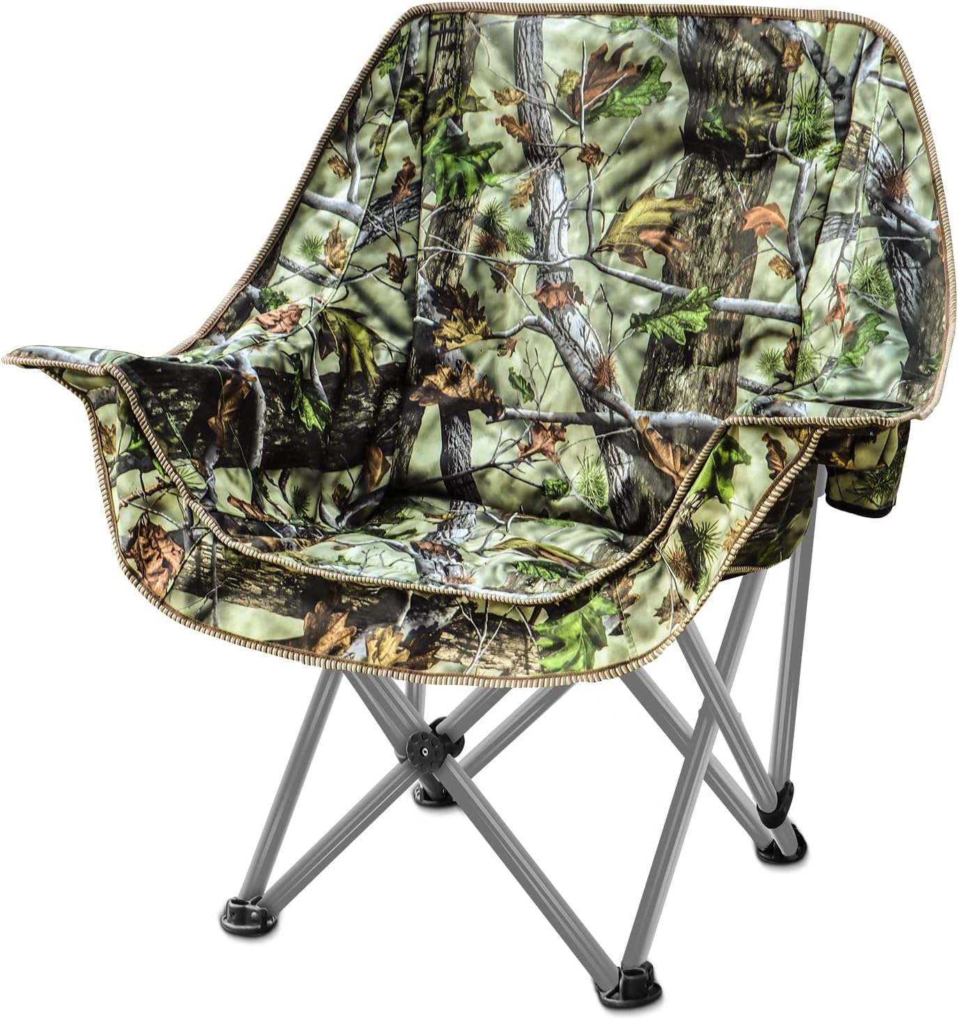 Camping Chair, Portable Folding Camo Blind Chair Hunting Seat, Collapsible Padded Hunter Fishing Camping Stool Chair for Outdoor, Beach, Picnics, Home