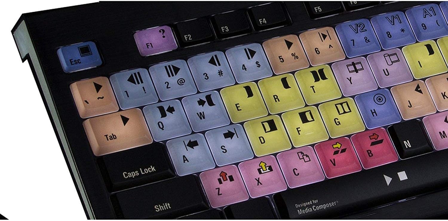 Logickeyboard Designed for Avid Media Composer Compatible with Win 7-11- ASTRA 2 Backlit Keyboard # LKB-MCOM4-A2PC-US