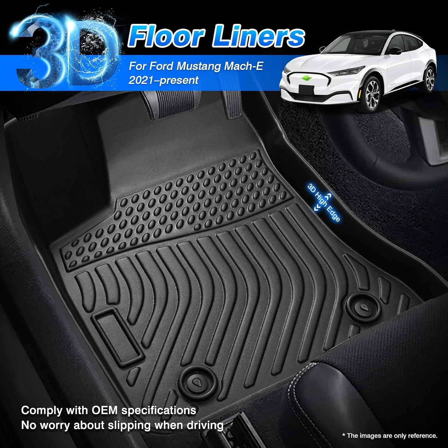 Cartist Custom Fit Floor Mats for 2021 2022 Ford Mustang Mach-E 1st & 2nd Row All Weather Floor Liner Carpet Protection TPE Odorless