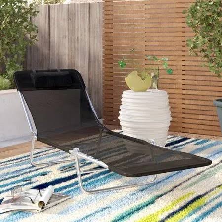 Symple Stuff Shelly Chaise Lounge, Black