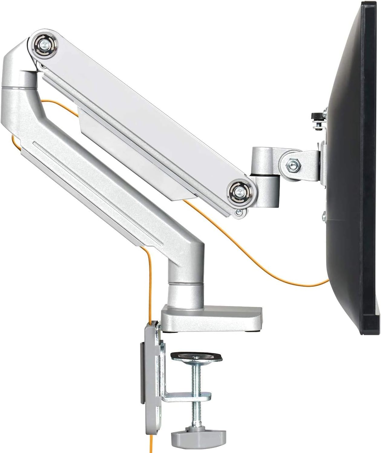 EleTab Single Monitor Desk Mount - Height Adjustable Single Monitor Stand Articulating Full Motion Swivel VESA Arm Fits for Computer Screen 17 to 32 inches, Hold up to 17.6 lbs Pack of 2