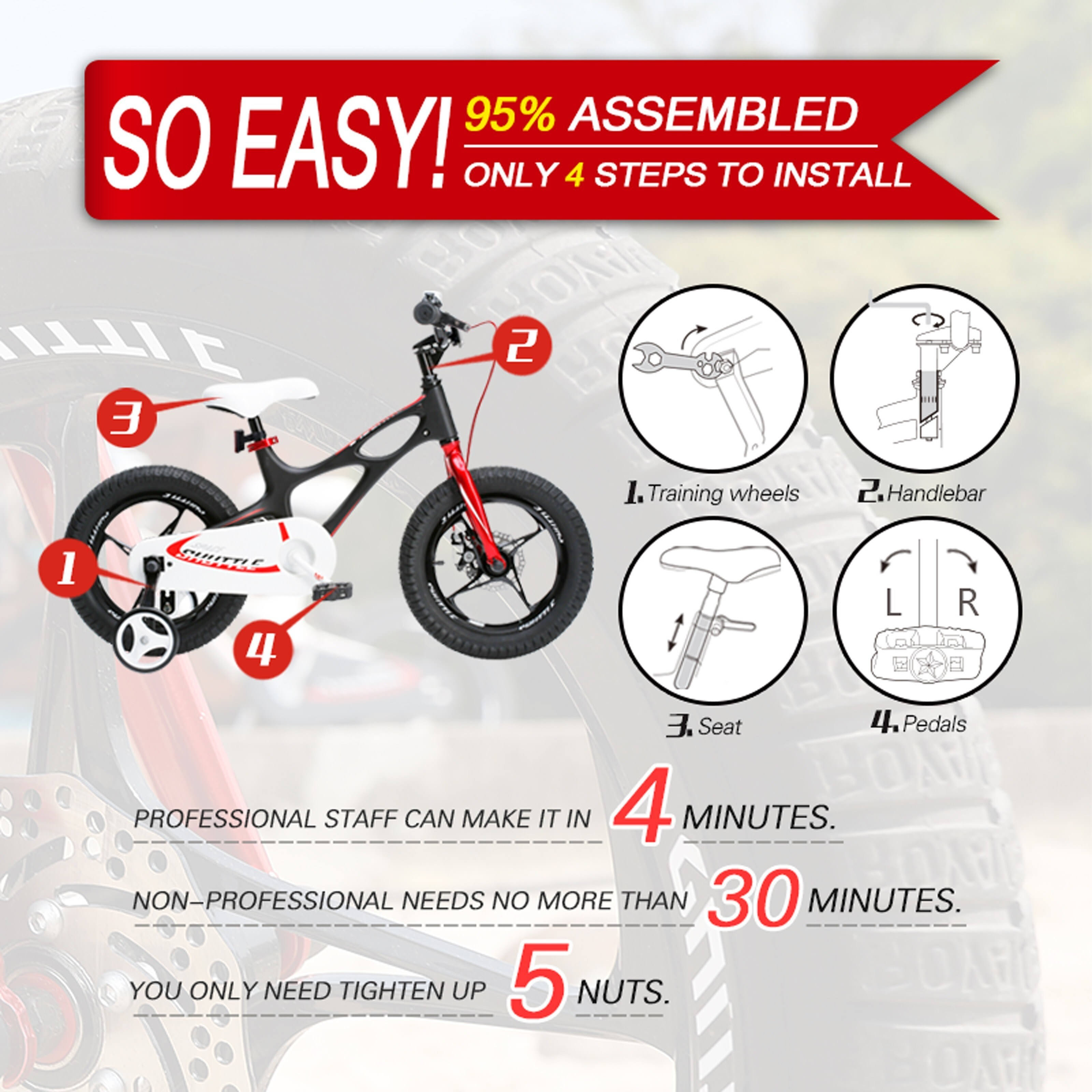 Royalbaby Space Shuttle Magnesium Kid&s Bike, 16 inch Wheels, Black