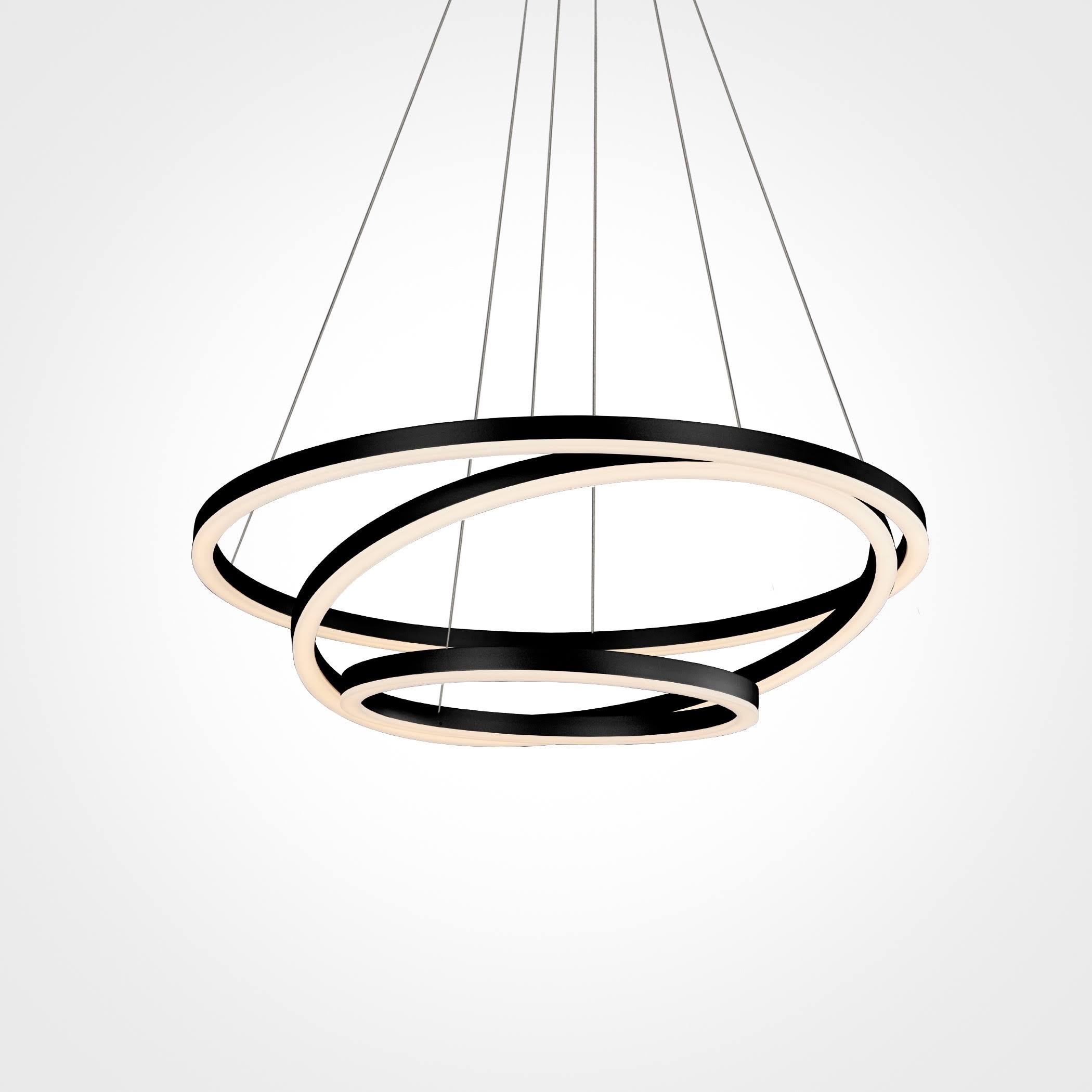 VONN Lighting VMC32500BL Tania Trio Black 32x22 LED Modern Adjustable Circular Chandelier