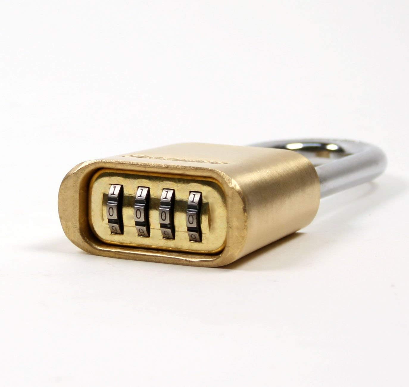 Sesamee K436 4 Dial Bottom Resettable Combination Brass Padlock with 1-Inch Hardened Steel Shackle and 10,000 Potential Combinations - 6 Pack