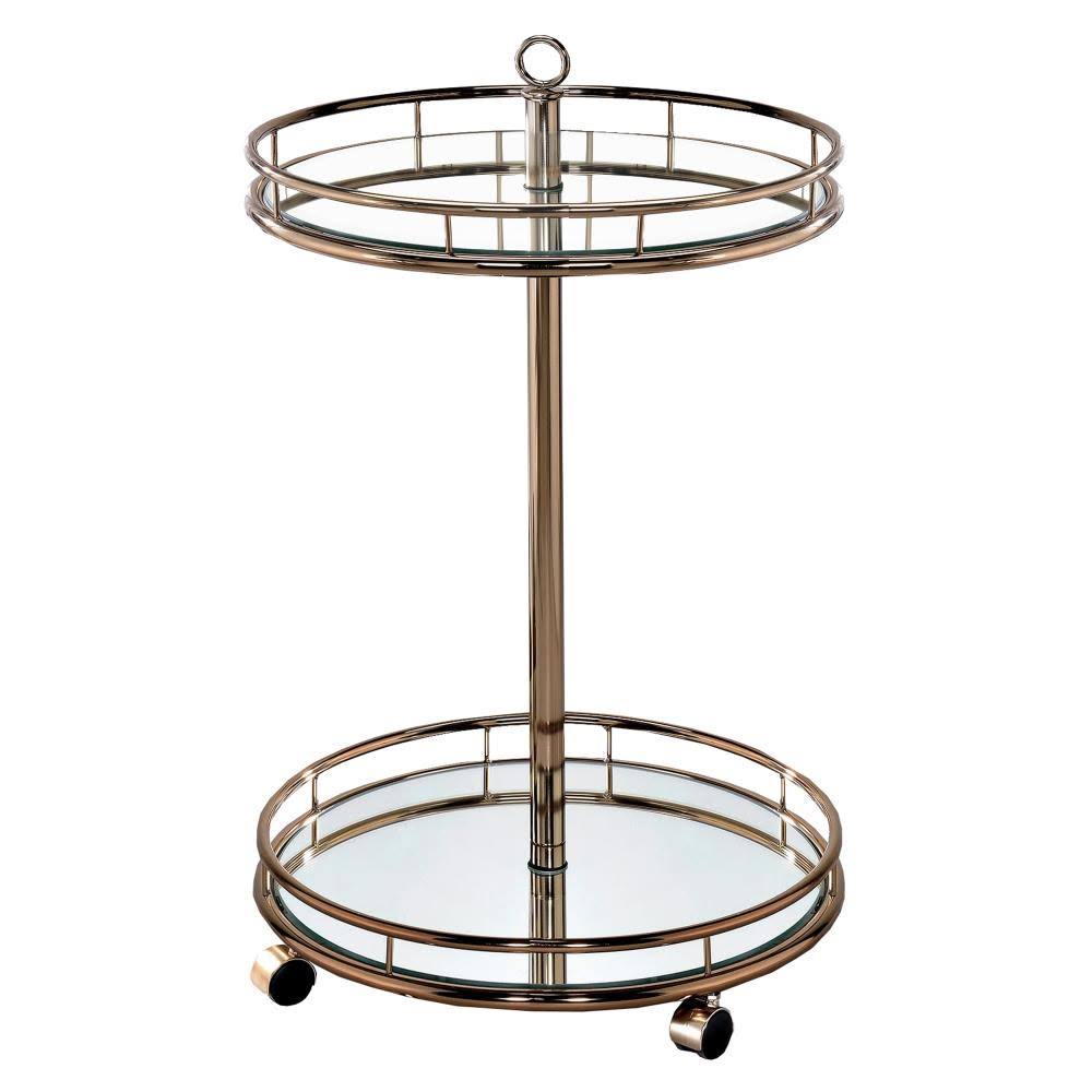 Furniture of America Leshara Champagne 2-Tier Serving Cart in Gold | IDF-AC234