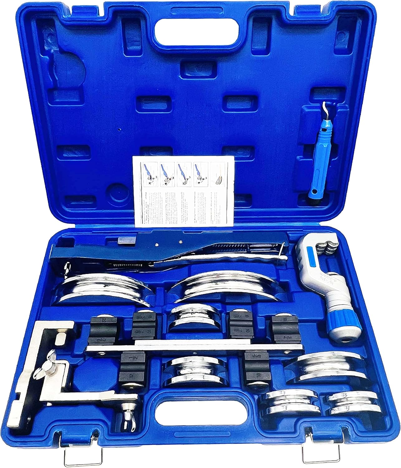 IBOSAD Reverse HVAC Refrigeration Ratchet Manual Compact Copper Tube Bender & Pipe cutter Copper Pipe Tubing Set with Bending 3/4'', 7/8'', 3/4'', 1/2'', 5/8'', 1/4'' 5/16''