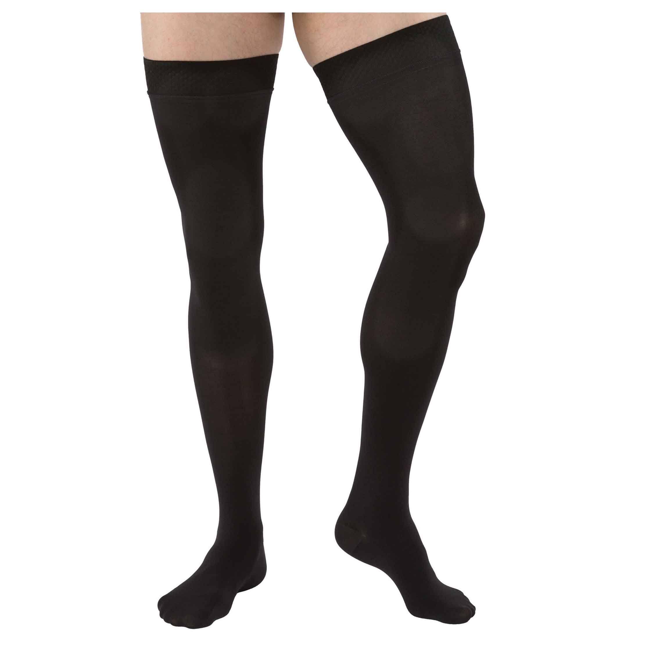 Jobst Relief 20-30 Thigh Compression Stockings Silicone Dot Band - Black - Small - Petite - Closed Toe