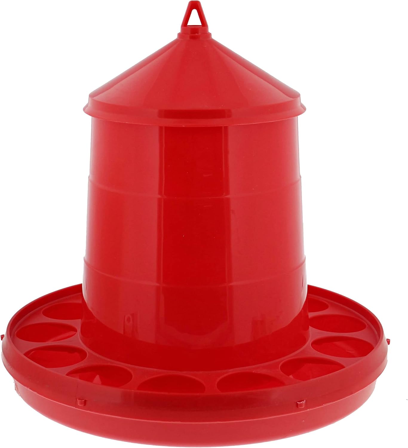 Rural365 Plastic Chicken Feeder, 4lbs -Red Feed Container Automatic Poultry Quail Feeder Gravity Chick Feed Dispenser Pack of 2