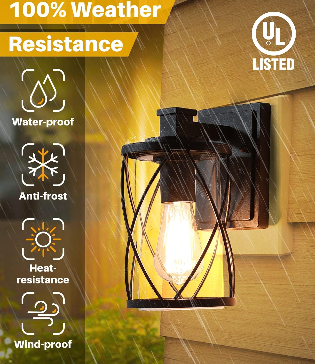 LALUZ Exterior Wall Light, Matte Black Outdoor Wall Mount Porch Light, Anti-Rust Outdoor Wall Lantern with Clear Glass, Farmhouse Outdoor Sconce Wall Lighting for Front Door, Garage, Patio, 11&rdquo;