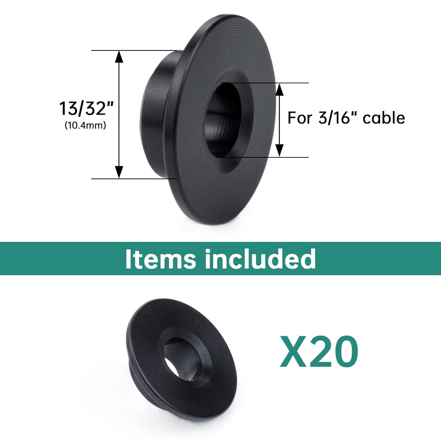 Muzata 20Pack Black Cable Railing Kit 1/8