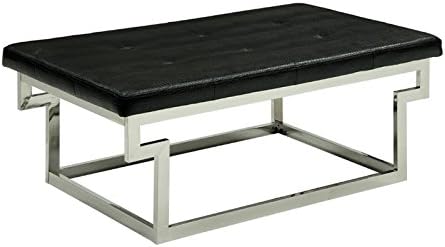 Furniture of America Jaxi Contemporary Faux Leather Tufted Bench in Black