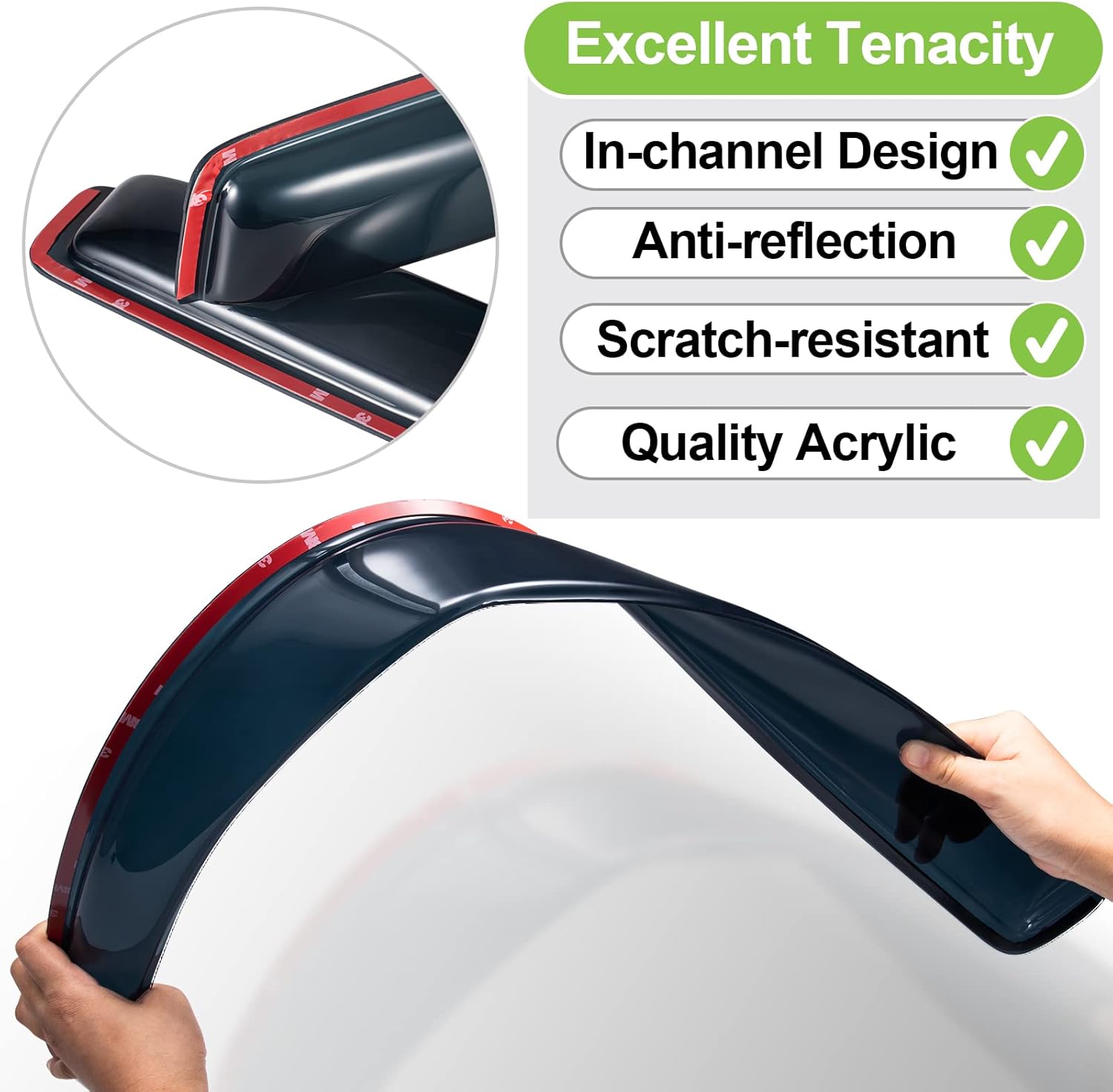 in-Channel Window Rain Guards Compatible with 2016-2020 Tacoma Double Cab Side Window Deflectors, Tinted Vent Shades Vent Visors - Dark Smoke, 4 Pieces