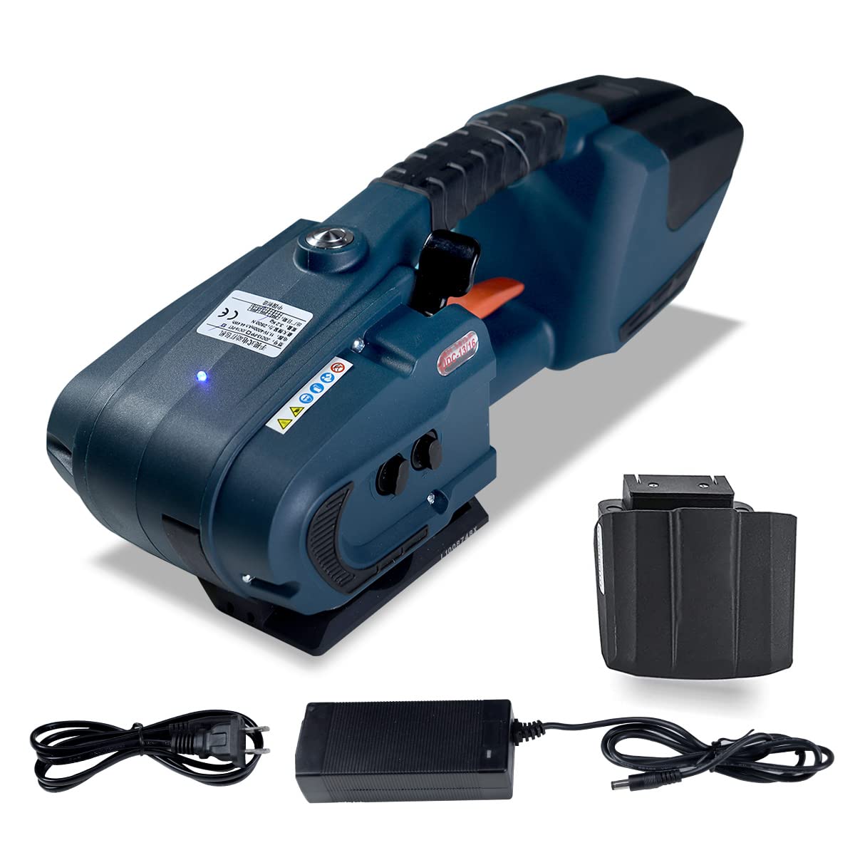 LABFENG Automatic Strapping Tool, Electric Strapping Machine, Include 1 * 4000mAh Mobile Battery, Suitable for 1/2-5/8 Inch Wide PP/PET Packing Straps(Dark Blue)