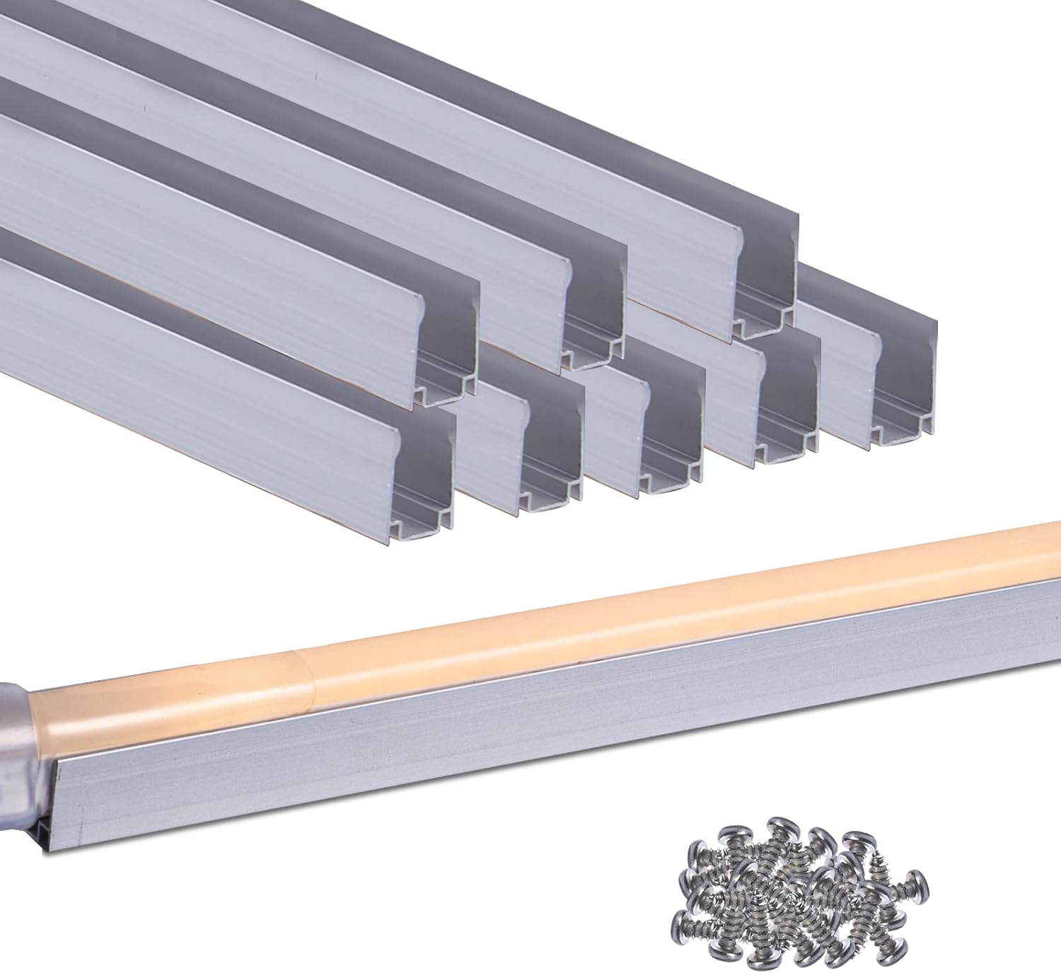 Shine Decor 3.3FT/1M Aluminum Track Channel Mounting Bracket, for 8x16mm and 7x14.5mm LED Mini Neon Rope Lights, Pack of 8