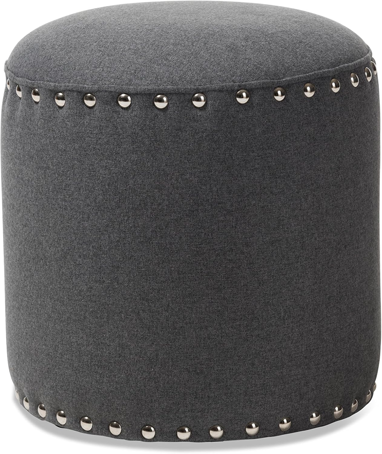 Baxton Studio Emilie Nail Trim Ottoman, Grey Pack of 2