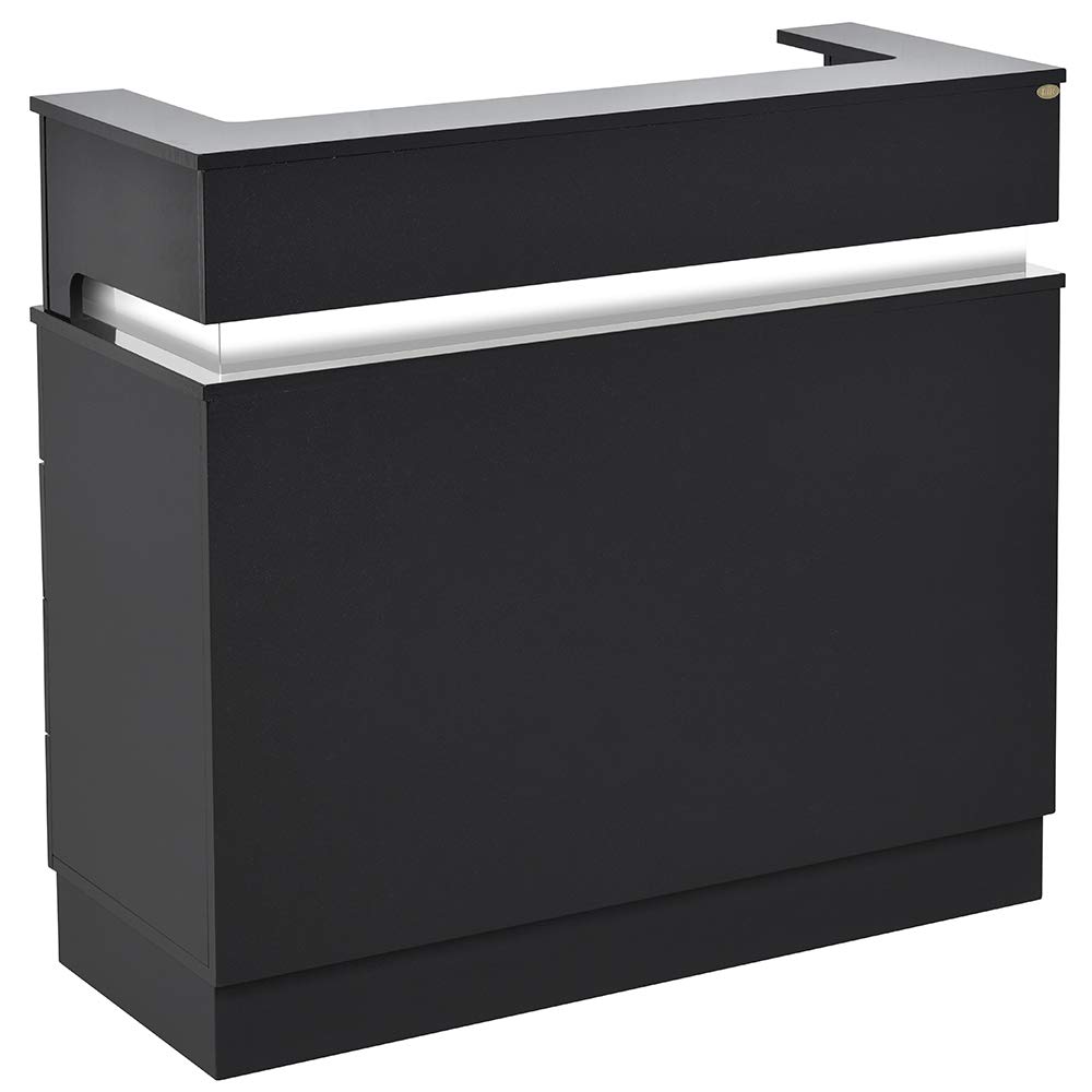 DIR Led Illuminated Reception Desk Reception Area Counter - Langara - Metoer Black (with Sparkles)
