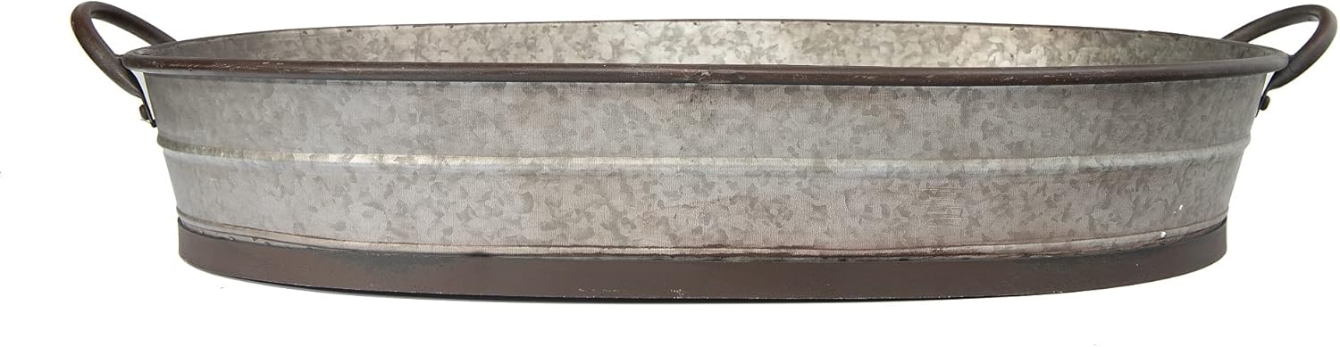 Creative Co-Op Distressed Black Tray with Handles