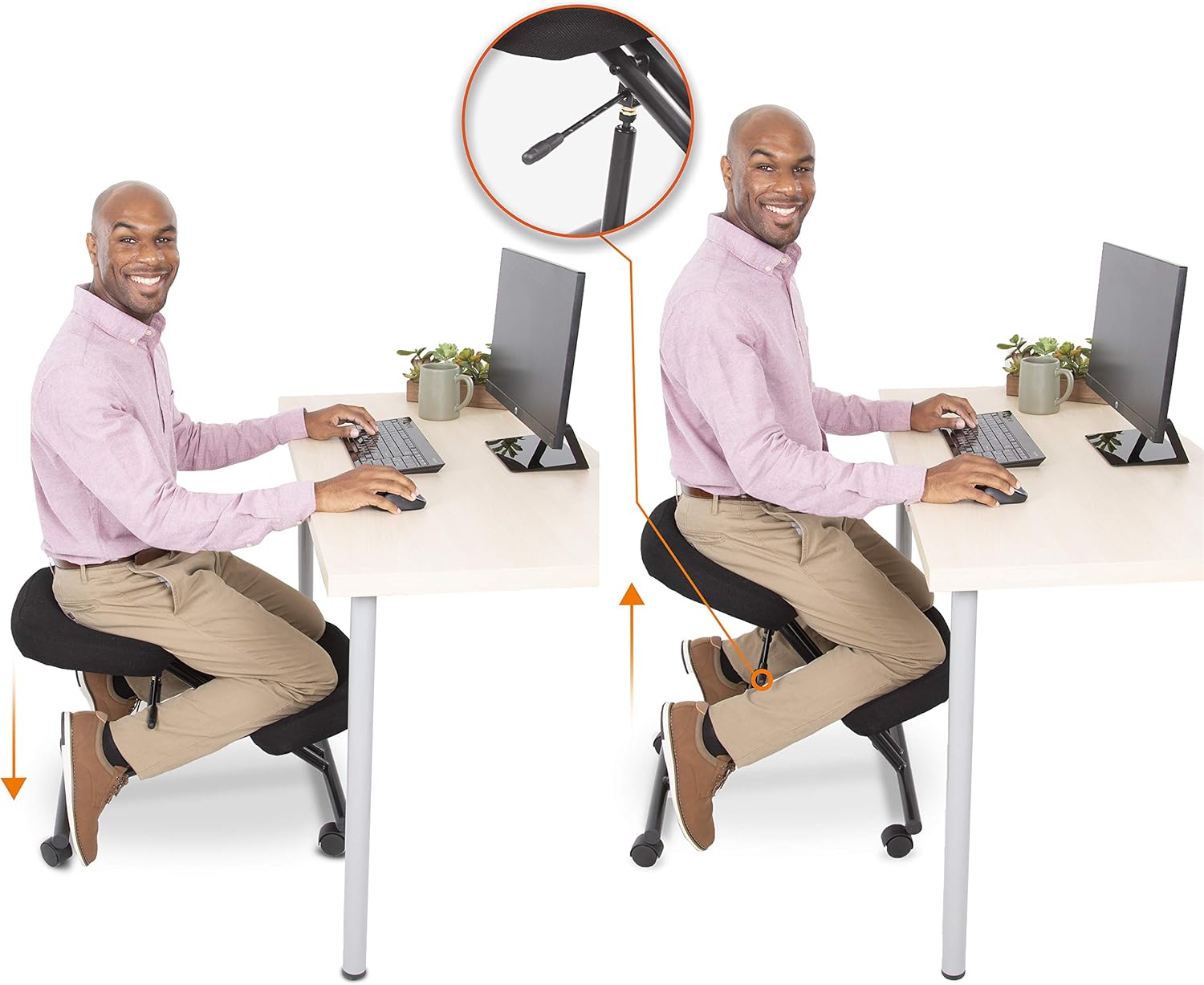 ProErgo Pneumatic Ergonomic Kneeling Chair | Fully Adjustable Mobile Office Seating | Improve Posture to Relieve Neck & Back Pain | Easy Assembly | Use in Home, Office, or Classroom