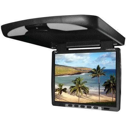 Tview T144DVFDBK 14 inch Flip Down Monitor with Built in DVD Ir/fm Trans Black