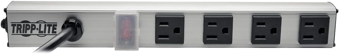 Tripp Lite 4 Outlet Power Strip, 10 ft. Cord with NEMA 5-15P Plug, 12 inch., Metal (PS120410),Gray/black Pack of 2