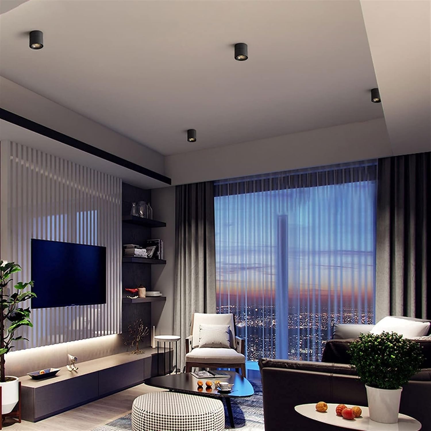 LBMTFFFFFF Wall Lamp Bracket Light Led Indoor Ceiling Spotlight Accent Lamp, Rotatable Surface Mounted Lighting Fixture, 360 degreeAdjustable Downlight,Aluminum Lamps Swivel Light, Black