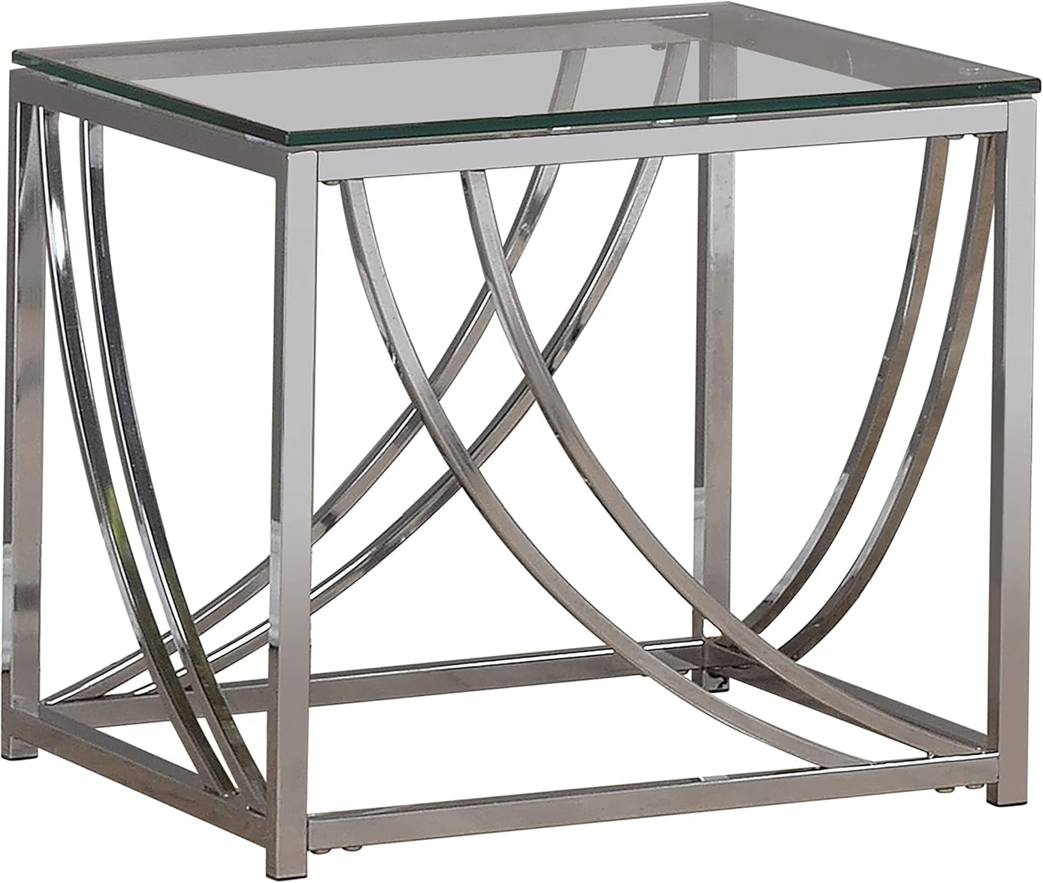 Square End Table with Swoop Accents Chrome