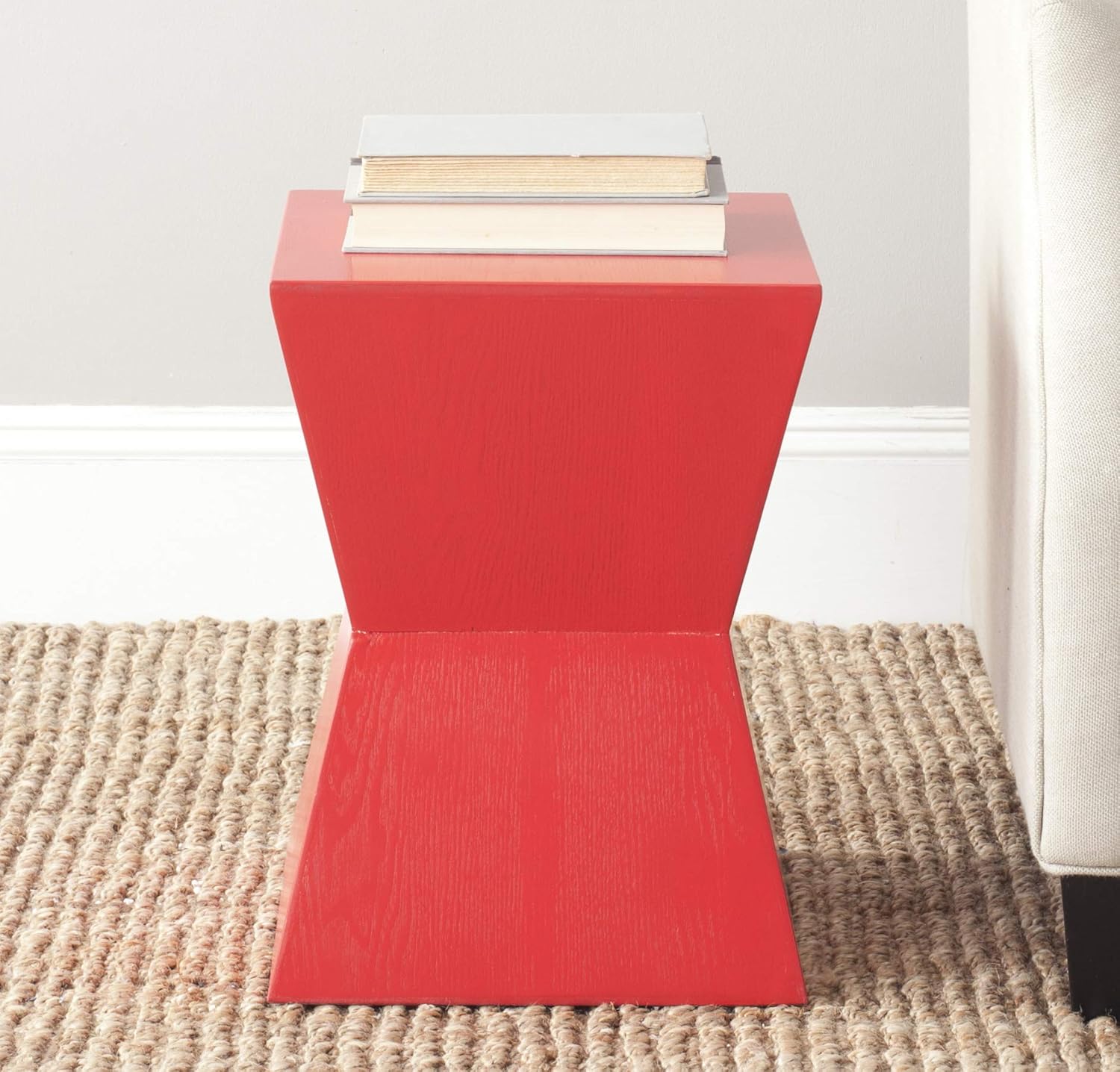 SAFAVIEH Home Collection Lotem Red Geometric Square Top Side End Accent Table