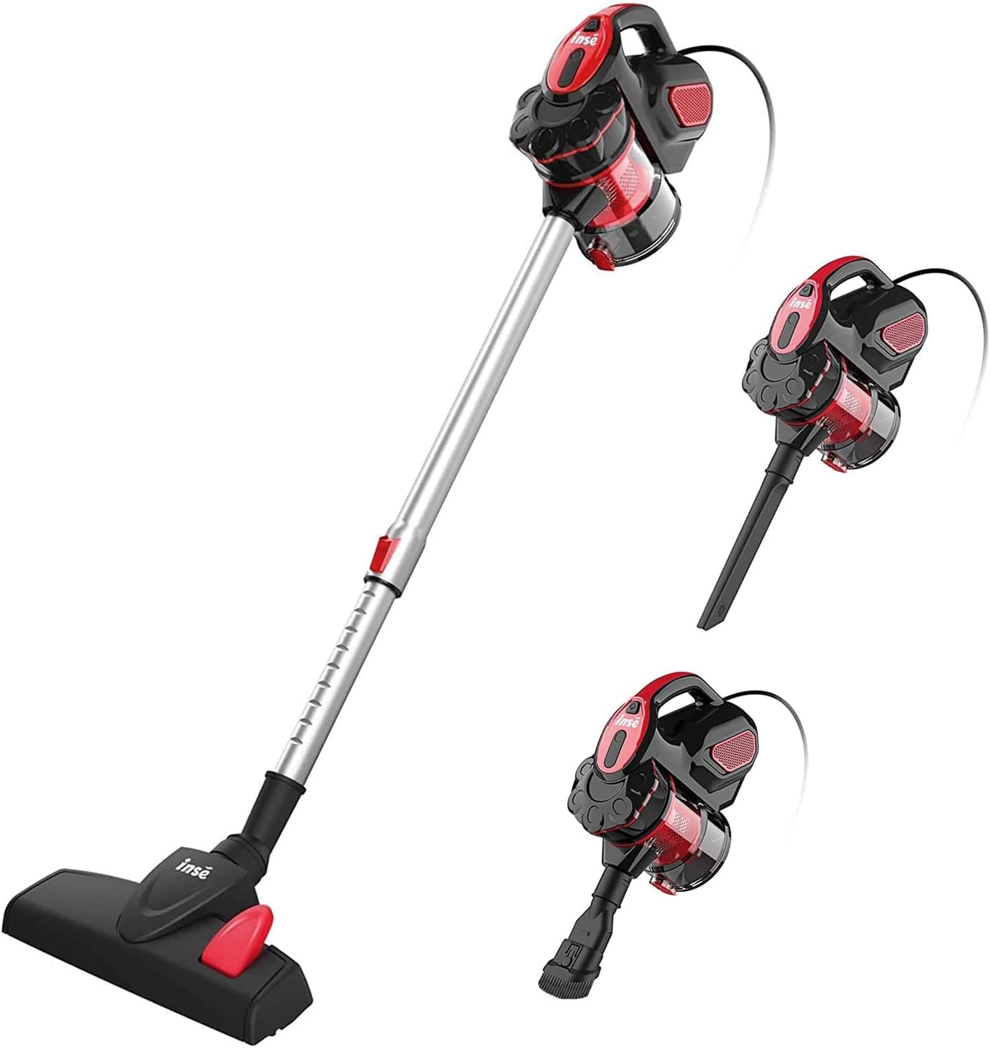 Corded Vacuum Cleaner, INSE I5 Stick Vacuum Cleaner 18KPA Powerful Suction with 600W Motor, 3 in 1 Corded Stick Vacuum Cleaner for Pet Hair Hard Floor Home