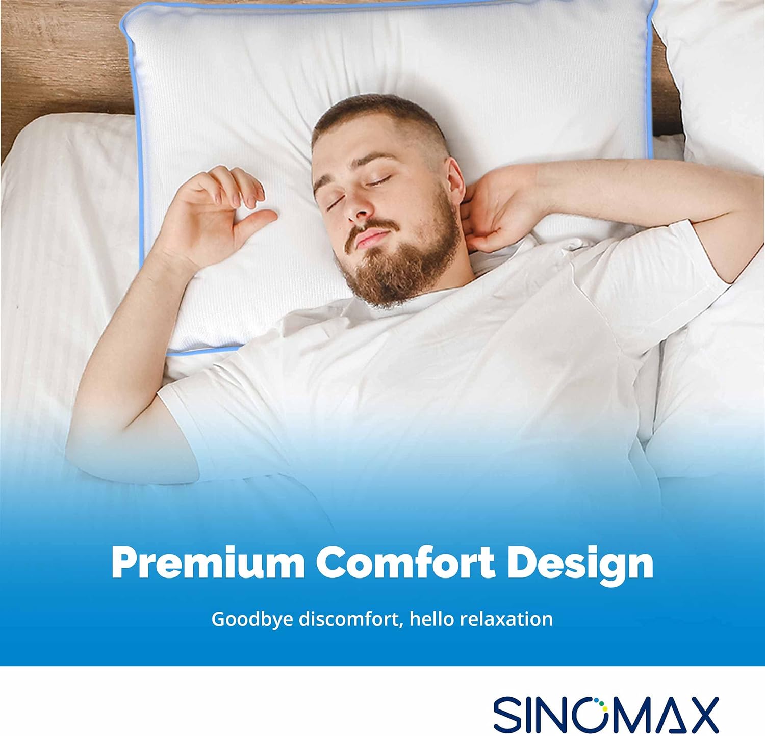 SINOMAX Hybrid Memory Foam Pillow | Ergonomic Medium Firm Pillow for Side and Back Sleepers | with Breathable Hypoallergenic Pillowcase | 24 x 16 inches
