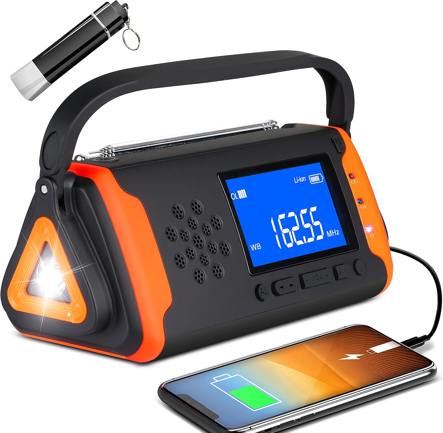 Emergency Weather Crank Radio 4000mAh - Portable, Solar Powered, Hand Crank, AM/FM/NOAA Weather Alert Radio, Aux Music Play, USB Cell Phone Charger, SOS Alarm, LED Flashlight for Hurricanes,Tornadoes Pack of 2