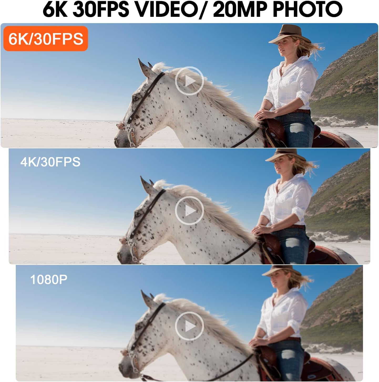 Bare Waterproof Action Camera,GAMSOD 6K30FPS 20MP Underwater Camera 100 ft with EIS 3.0, Supports 4K60/30fps, WiFi Dual Screen Remote Control Scuba Camera with Accessories,Grey