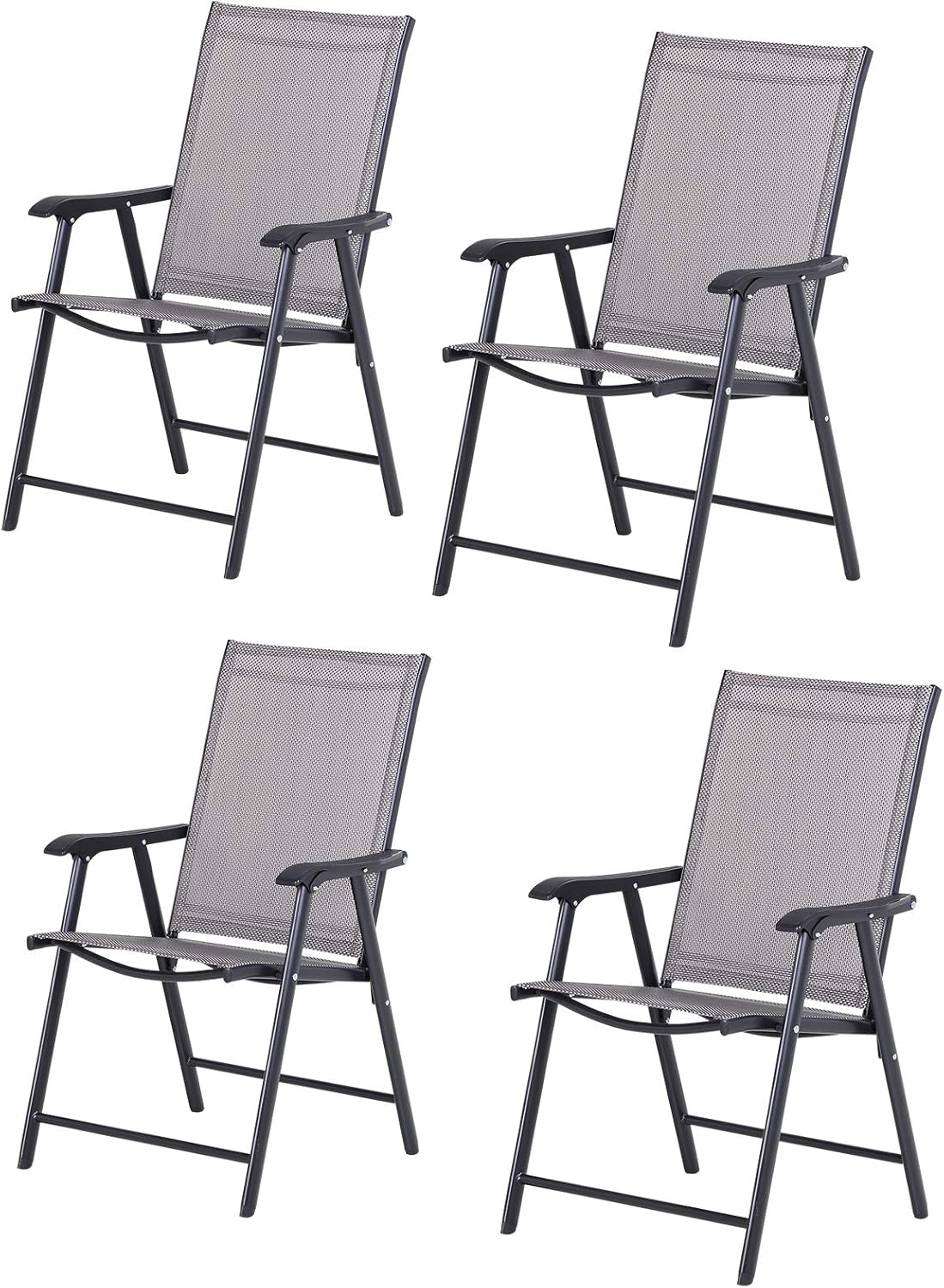 Outsunny Folding Outdoor Patio Chairs Set of 4 Stackable Portable for Deck, Garden, Camping and Travel