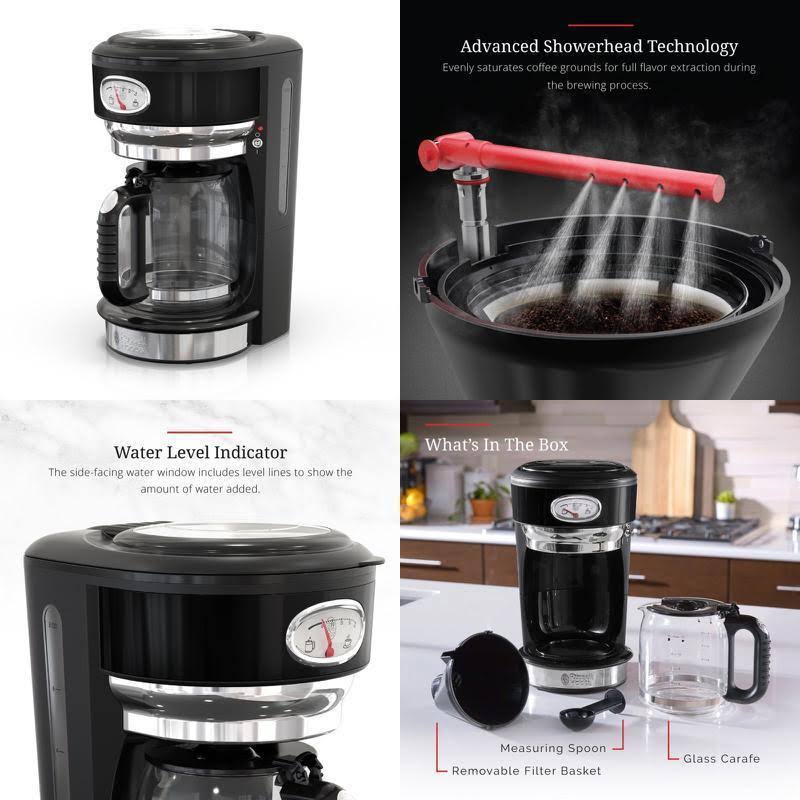 Russell Hobbs Retro Style 8-Cup Coffeemaker, Black