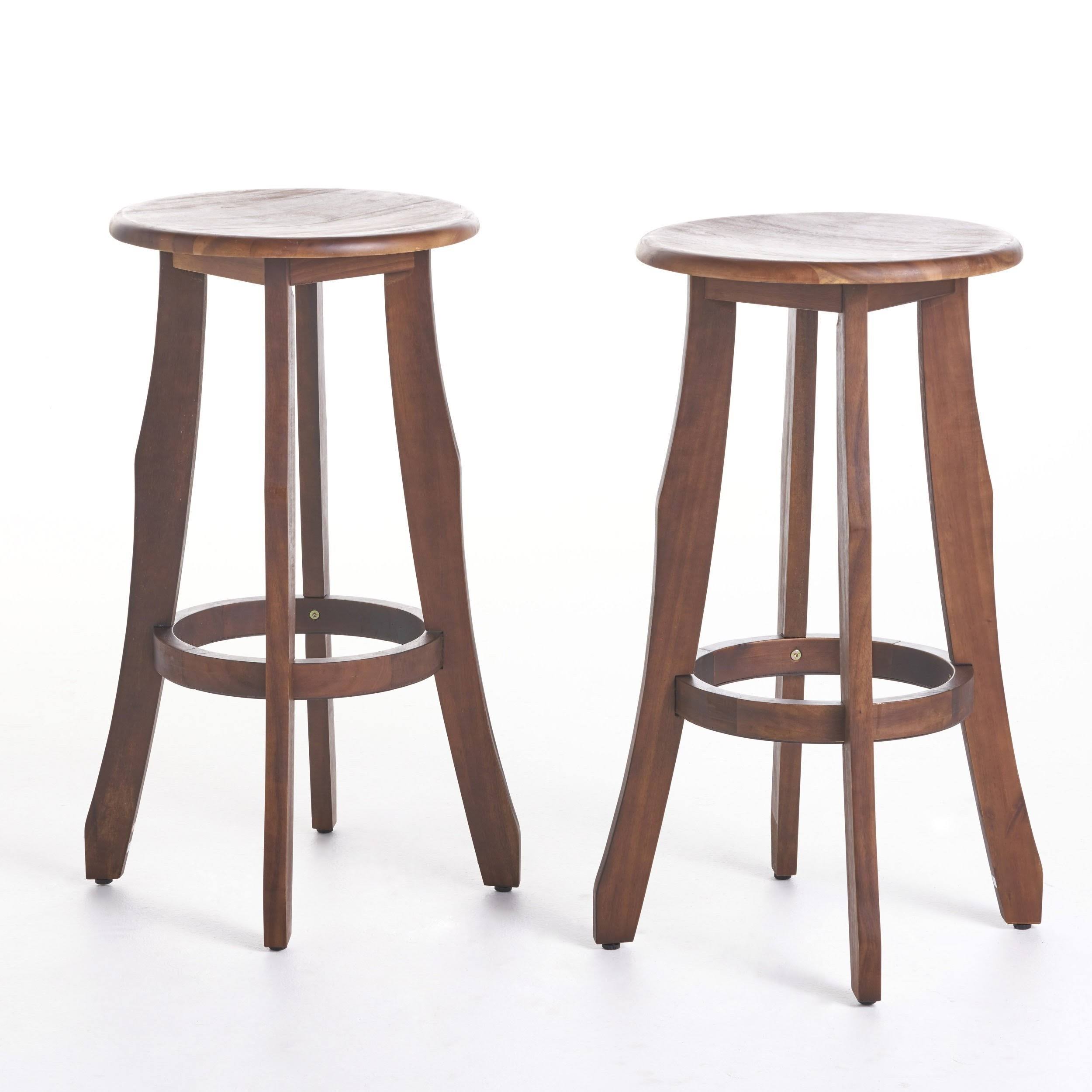 Primrose Outdoor Dark Brown Finished Acacia Wood Barstools - Set of 2