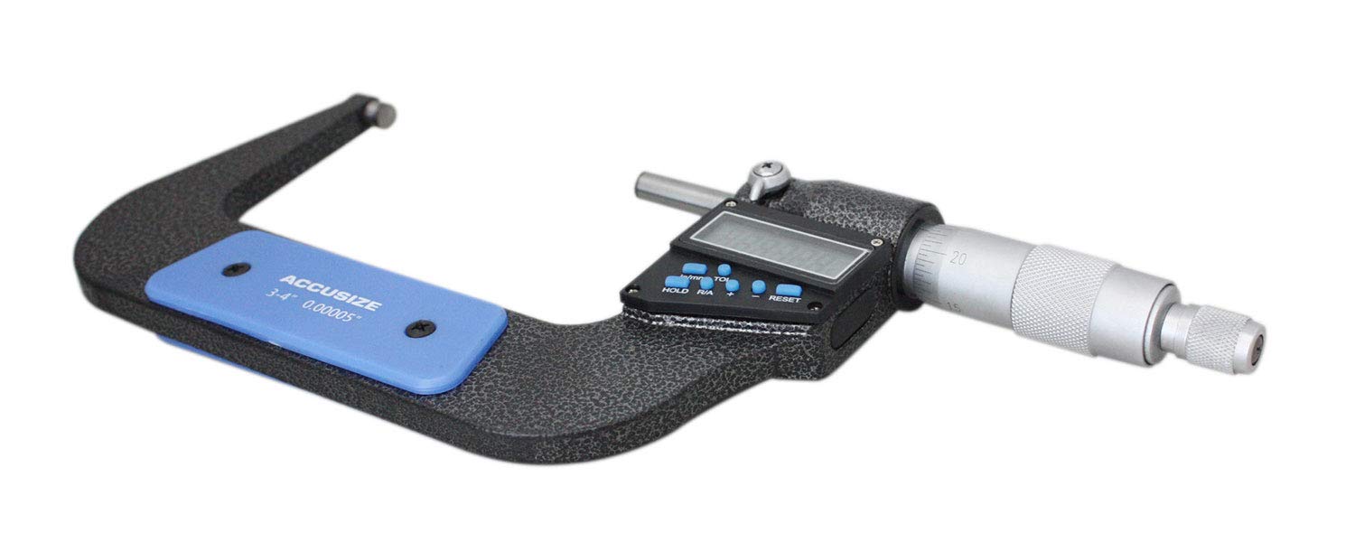 Accusize Industrial Tools 3-4''/75-100 mm 7 Keys Electronic Digital Outside Micrometers, 0.00005'' Or 0.001 mm Resolution, Ac21-4022