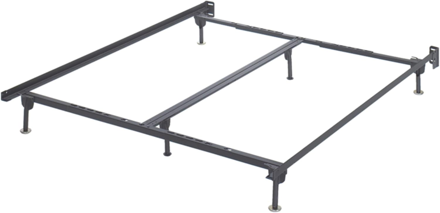 Signature Design by Ashley Adjustable Metal Bolt on Bed Base Frame with Protective Floor Glides, King/California, Black