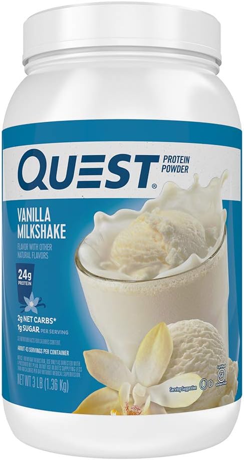 Quest Nutrition Vanilla Milkshake Protein Powder, High Protein, Low Carb, Gluten Free, Soy Free, 48 Ounce (Pack of 1) Pack of 2