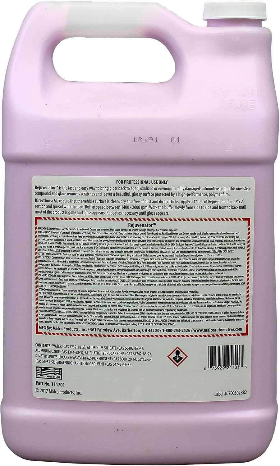 Malco Paint Rejuvenator - One Step Automotive Paint Restoration / Clear Coat Scratch and Swirl Remover / Re-Shine Old, Aged Paint to Look New / 1 Gallon (111701) Pack of 2