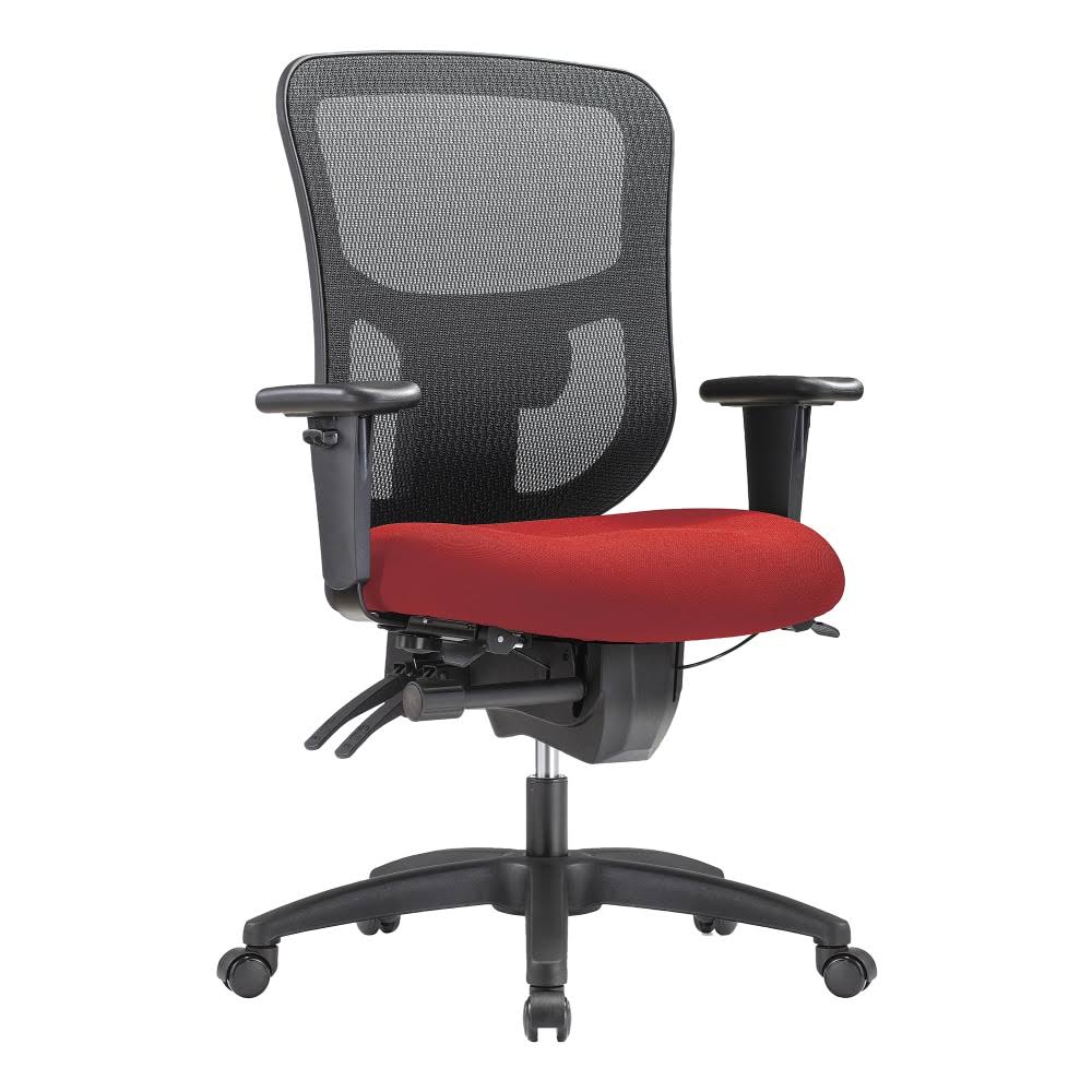 WorkPro 9500XL Series Ergonomic Mesh/Premium Fabric Mid-Back Big u0026 Tall Chair, Cherry/Black