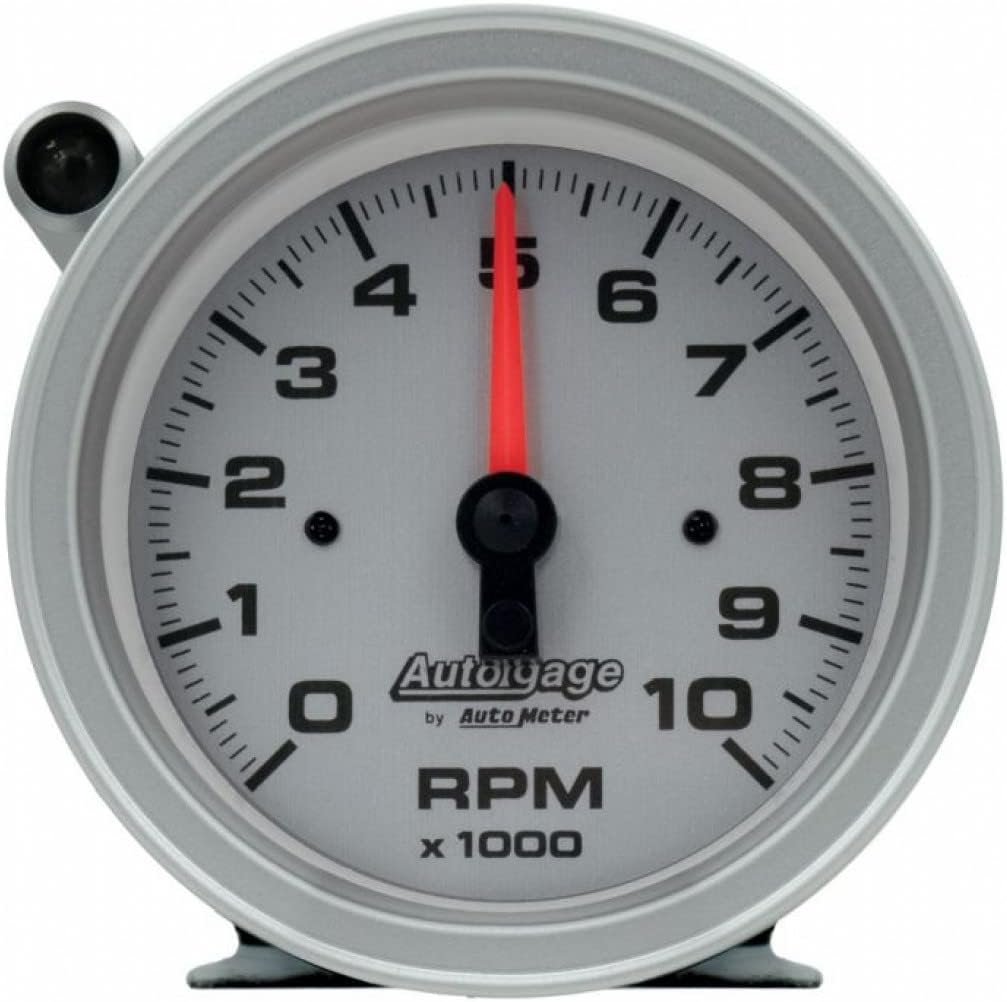 AutoMeter Gauge Tachometer 10K RPM 3 3/4in Shift-Light - Silver Dial/Black Case