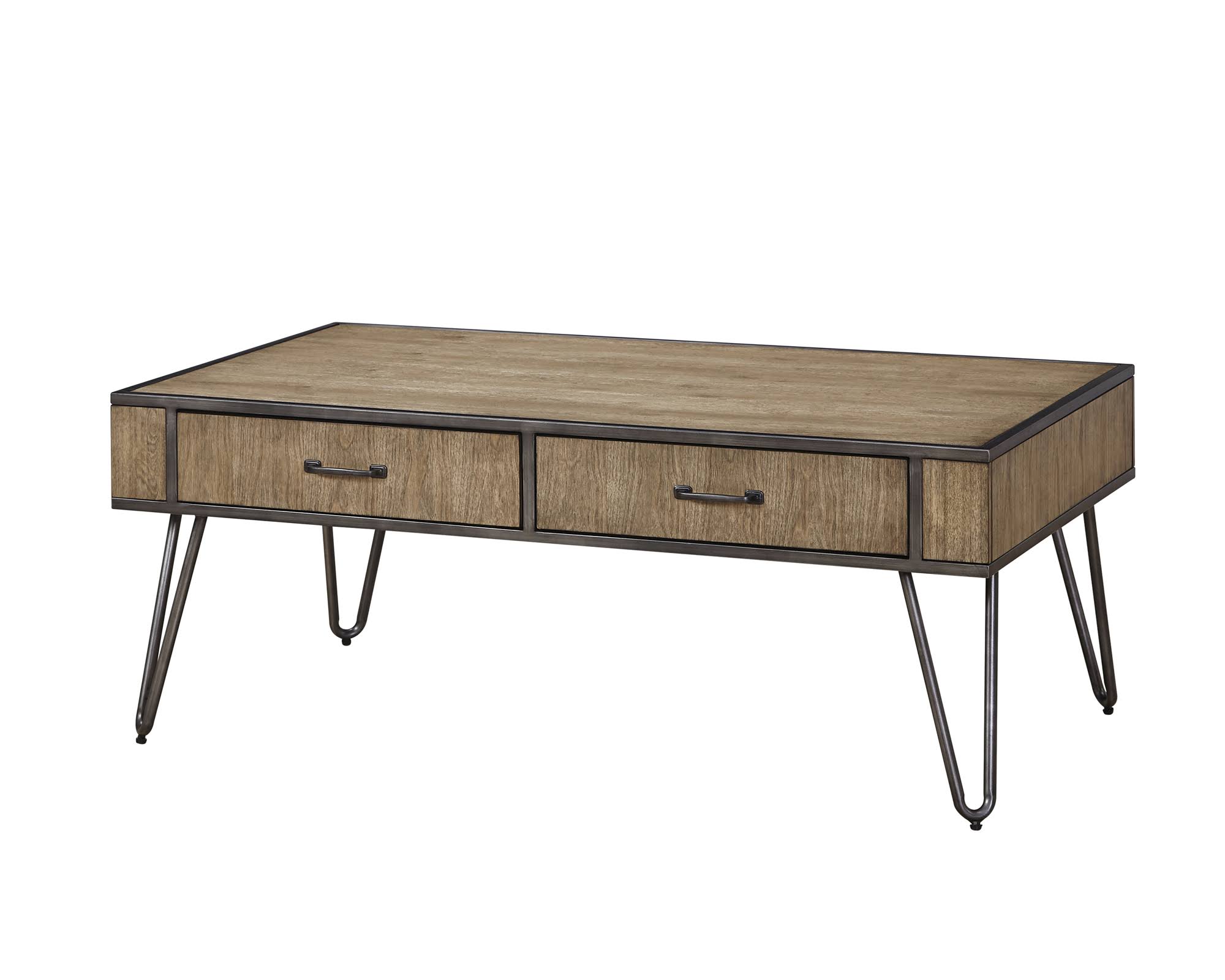 Bassett 5810-LR-100 Jackson Rectangle Cocktail Table Gunmetal u0026 Pecan - 18 x 28 x 48 in.