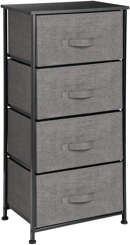 Vertical Dresser Storage Tower With 4 Drawers High Storage Bin Organizer Tower - Charcoal Gray/black